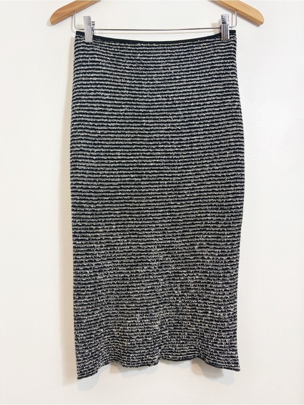 Moschino Black & White Eyelash Stripe Knee Length Skirt FLAWS READ